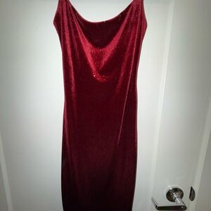 B Darlin Red Slip Dress Cowl Neck Sleeveless
